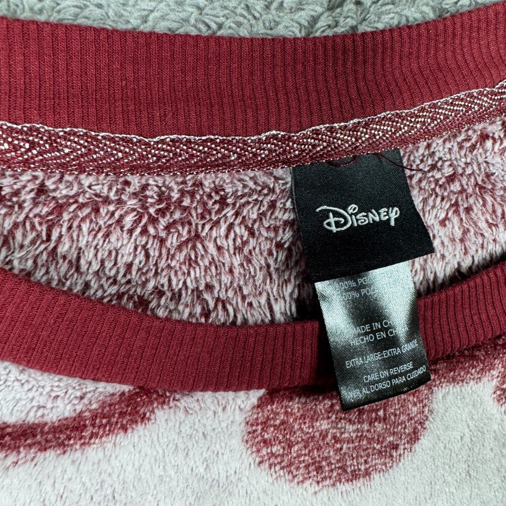 Disney Plush Sweater Sleepwear Mickey Mouse AOP Velvet Red Womens XL Pullover - Picture 6 of 7